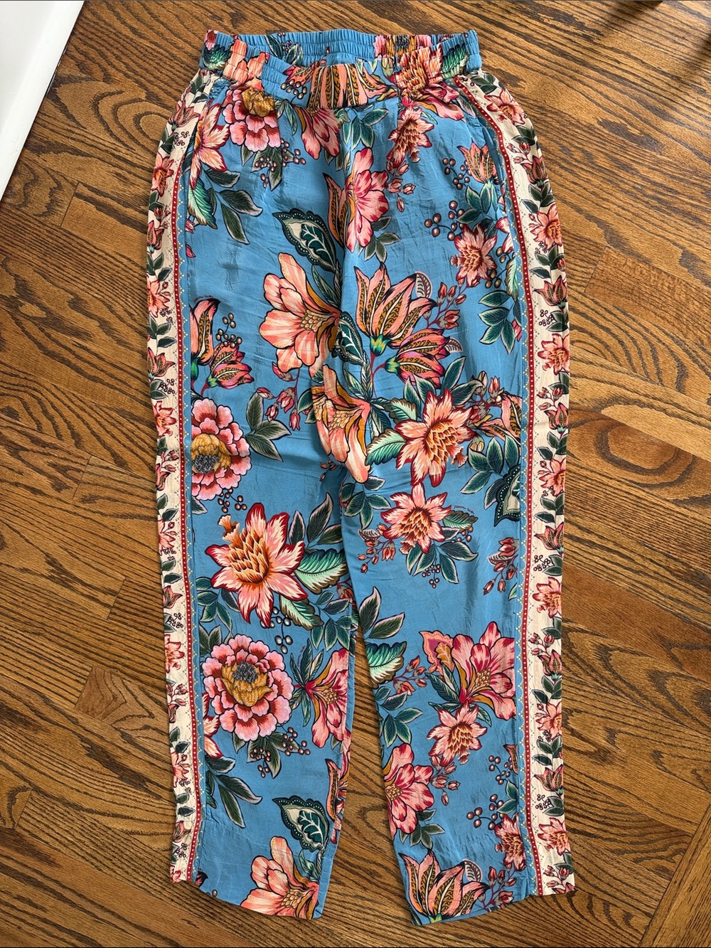 Farm Rio Pants Blue Pink Floral Size Small